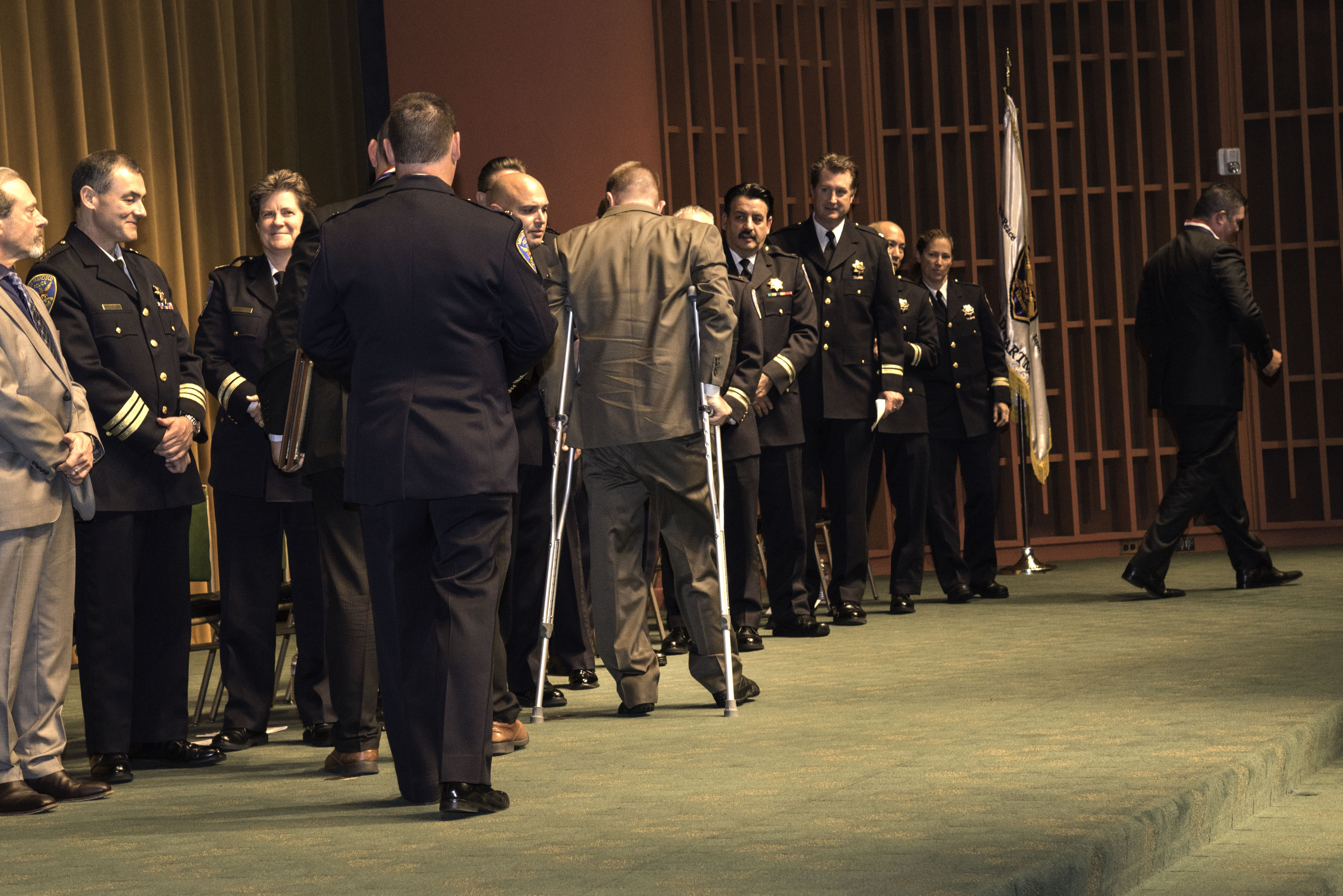 Officers waiting on stage