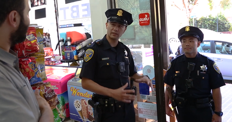 Photo of Tenderloin Station officers in corner store